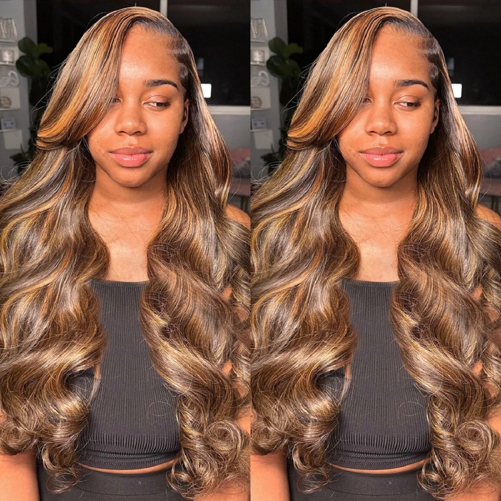 Wig Rambut Asli HD Highlight 4 - Lace Front Wigs ulasan dan harga