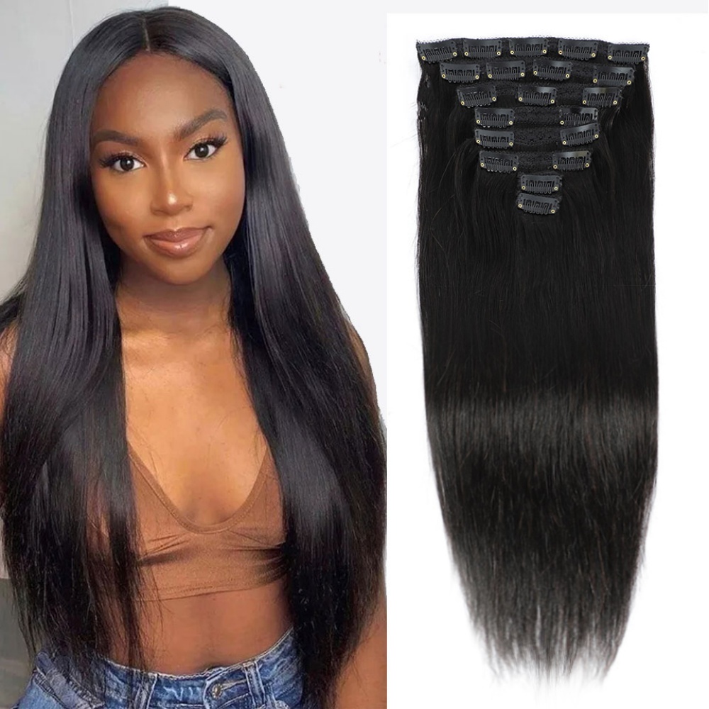 Ekstensi Rambut Asli Clip In L - Seamless Clip In Hair Extensions Human Hair ulasan dan harga