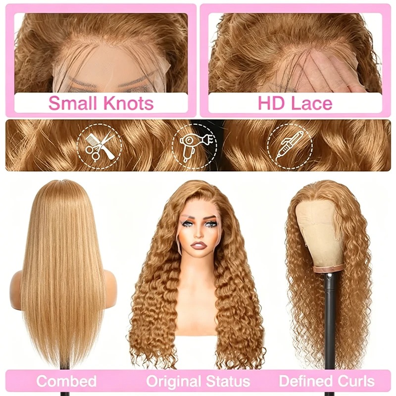 Wig Rambut Asli Pirang Madu 34 - Lace Front Wigs ulasan dan harga