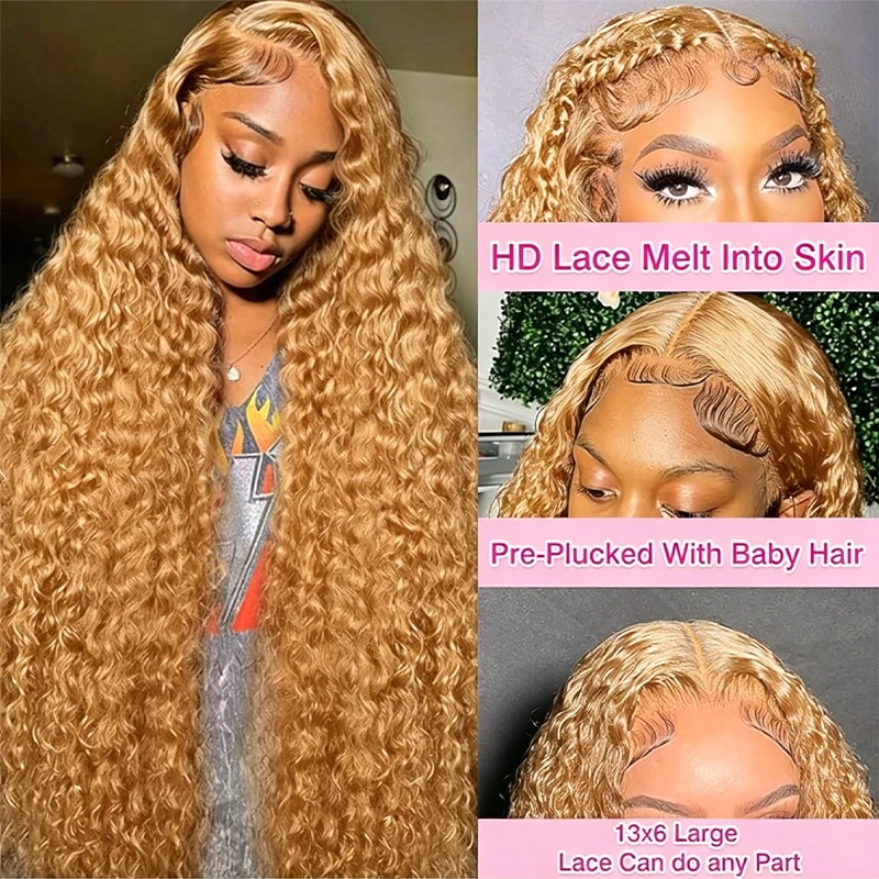 Wig Rambut Asli Pirang Madu 34 - Lace Front Wigs ulasan dan harga