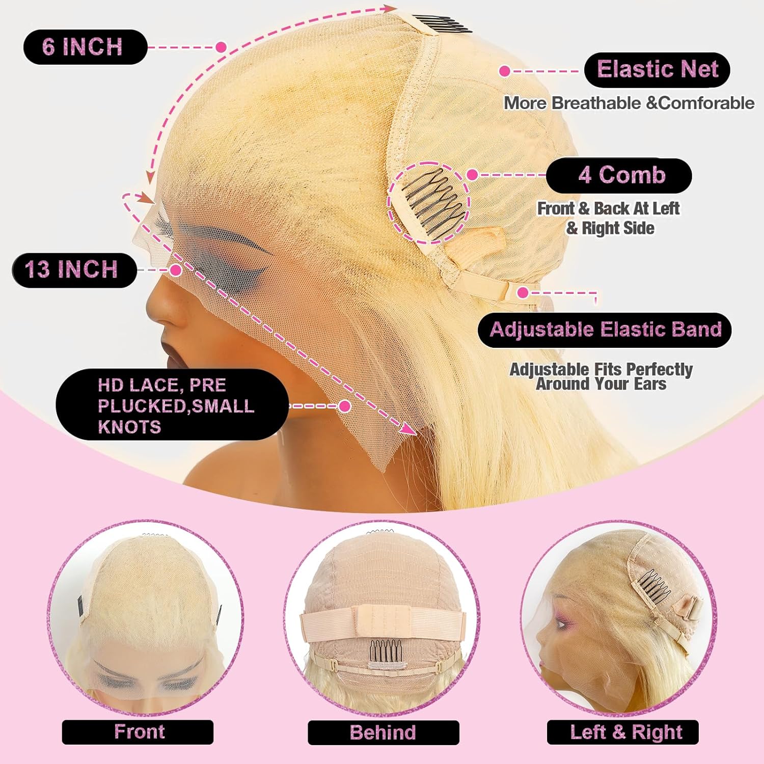 Wig Rambut Manusia Pirang 613  - 613 Blonde Body Wave Lace Front Wig ulasan dan harga